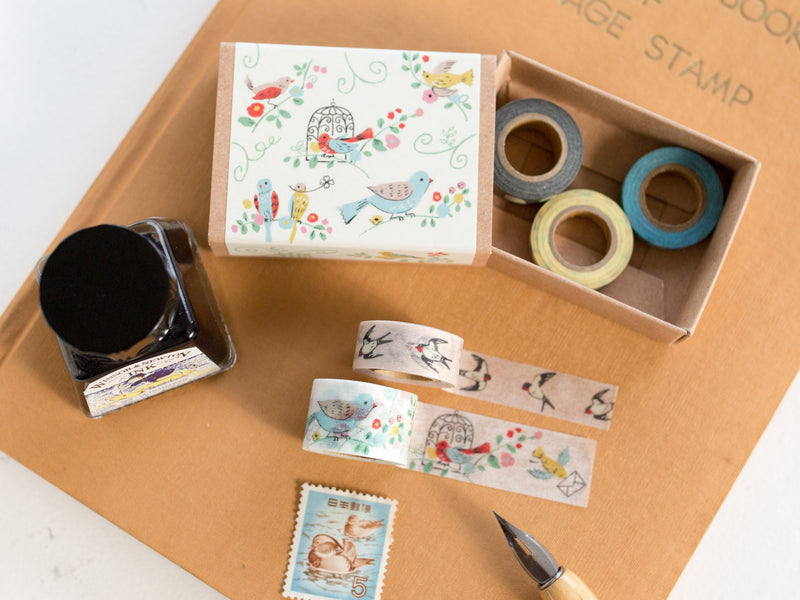 Tiny washi tape set in a small box -little bird-