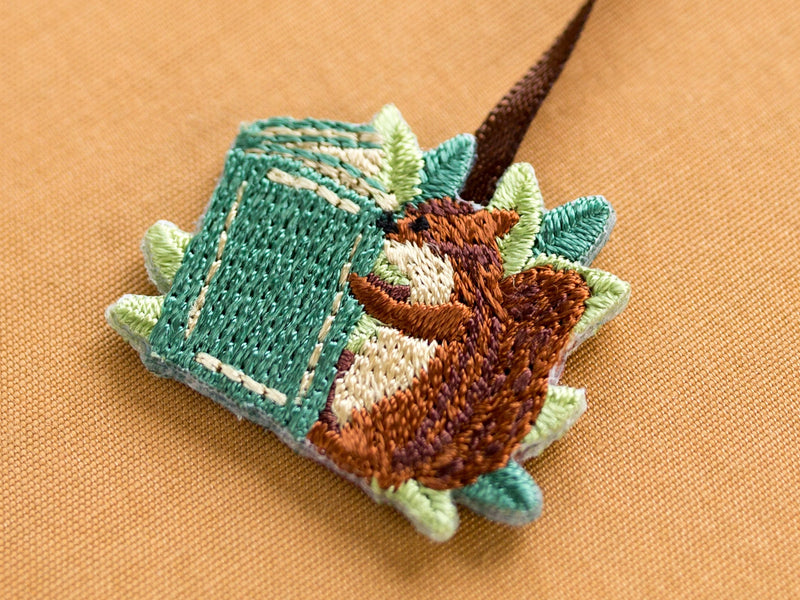Squirrel embroidery bookmarker