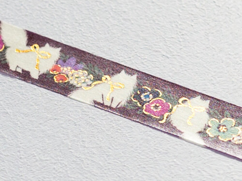 Gold foil Masking Tape -romantic cat- by Tomoko Hayashi /  Clothes Pin masking tape / Japanese stationery