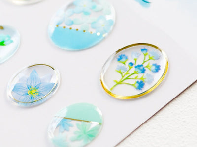 Hard gel 3D sticker -Flowers bloom "Blue"-