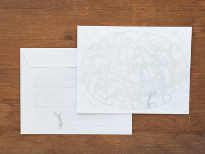 Letter paper and watermarked envelopes -rabbit in the forest-