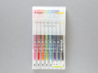 Pilot Erasable Frixion Ball Slim pen 0.38mm - CLEAR BODY- / set of 8 colors /