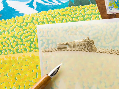 Translucent  Scenery Letter set -train in the canola flower field-