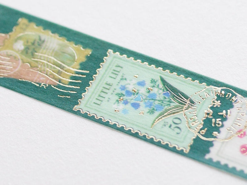 Masking Tape -postage stamps "Botanical Green"-