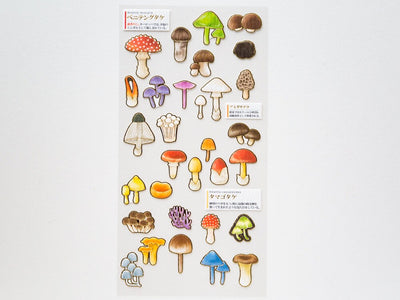 Gold foil visual collection sticker "mashrooms" / Japanese Sticker by Kamio Japan / made in Japan