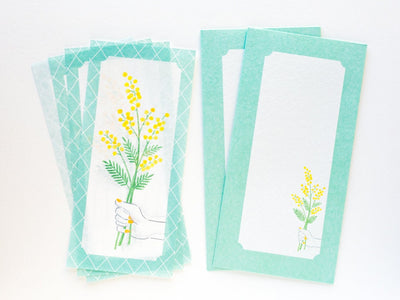 Japanese style washi letter set -for you flower mimosa-