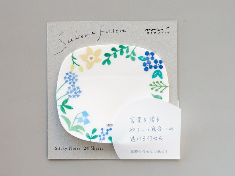MIDORI Semi-translucent Sticky Notes  -Wild flowersh- / designphil product / Japanese unique fusen / made in Japan