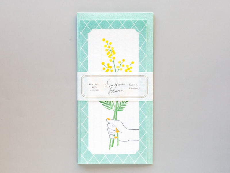 Japanese style washi letter set -for you flower mimosa-