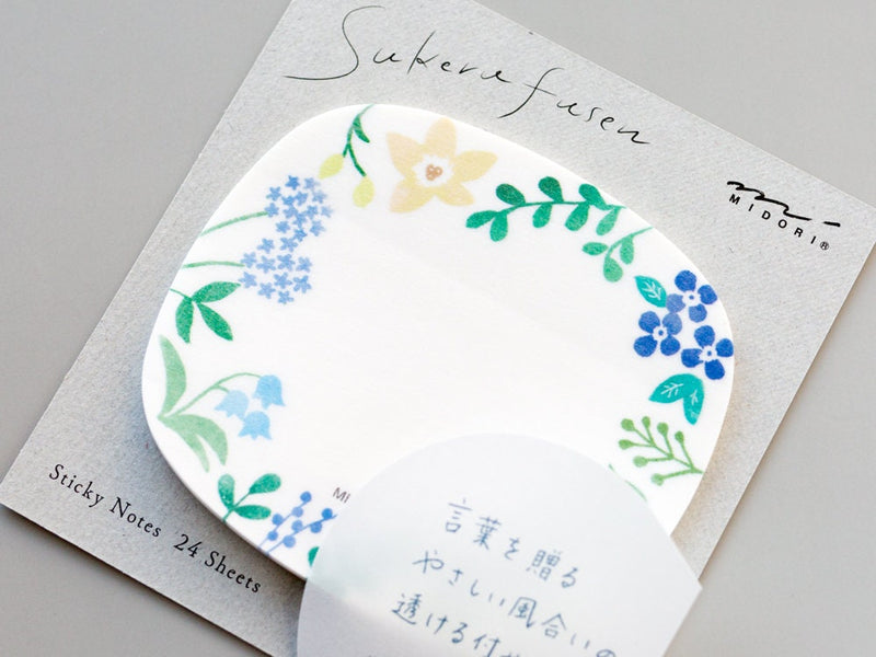 MIDORI Semi-translucent Sticky Notes  -Wild flowersh- / designphil product / Japanese unique fusen / made in Japan
