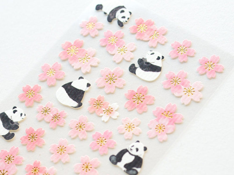 Washi sticker  -Panda in the cherry blossoms-
