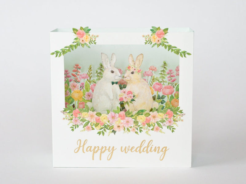 Pop-up Wedding card -classic rabbit-