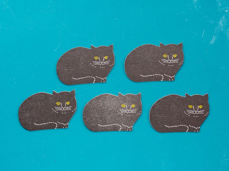 LetterPress die-cut coaster set -black cats-