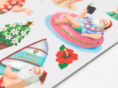 Christmas sticker / Winter selection -Santa's summer vacation- /  mind wave winter selection / made in Japan
