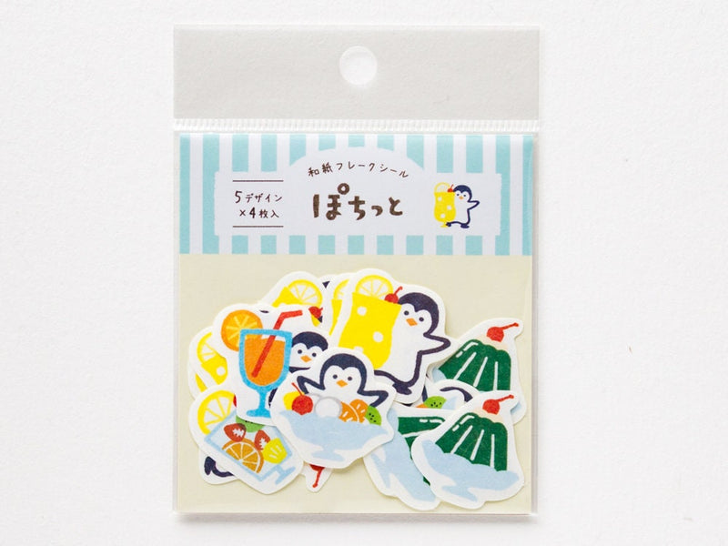 NEW** 2022 summer limited Washi flake stickers -Penguin and summer sweets-