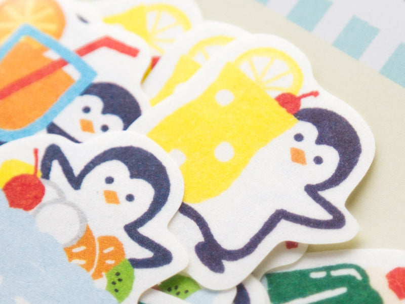 NEW** 2022 summer limited Washi flake stickers -Penguin and summer sweets-
