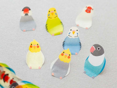 bande Masking Washi Roll Sticker -Parakeets and  Java sparrows-