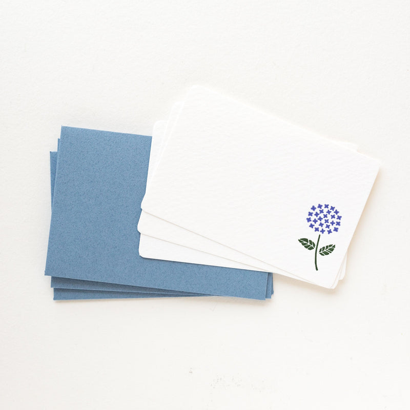 Letterpress name notes card set / mois et fleurs -hydrangea-