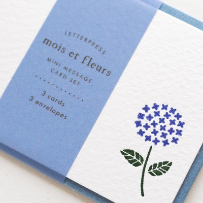Letterpress name notes card set / mois et fleurs -hydrangea-