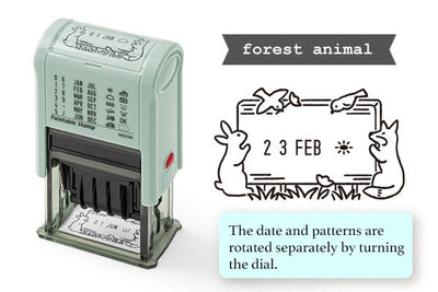 MIDORI Rotating Paintable date stamp -forest animal-
