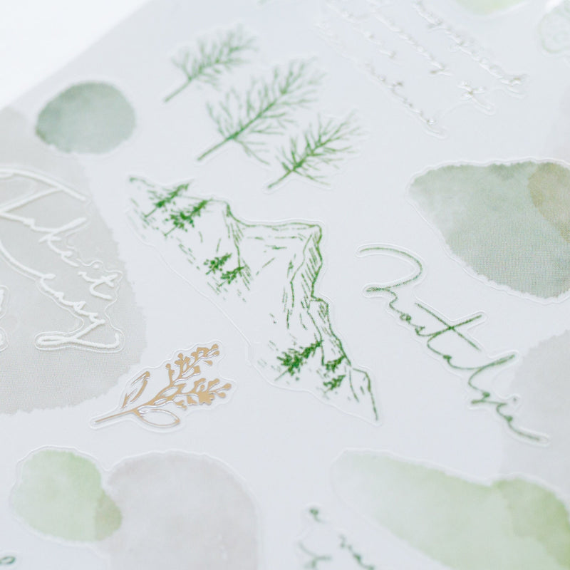 Silver foil sticker -Line and colors "forest"-