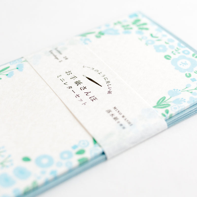 Washi mini letter set -osanpo "blue flower"-