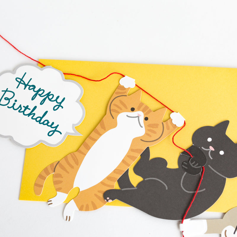 Birthday garland card -cats-