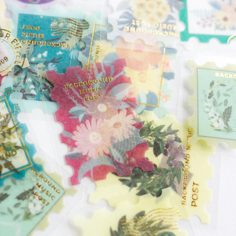 Washi flake stickers -postage stamp "Blossom"-