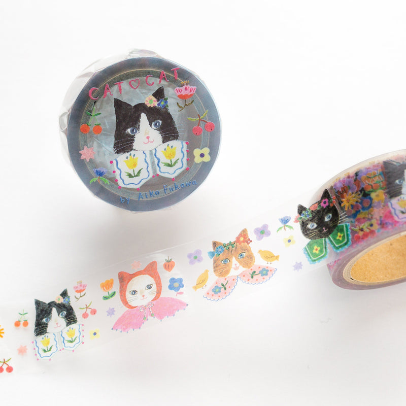 tearable matte finish cellophane tape -cat cat- by aiko fukawa