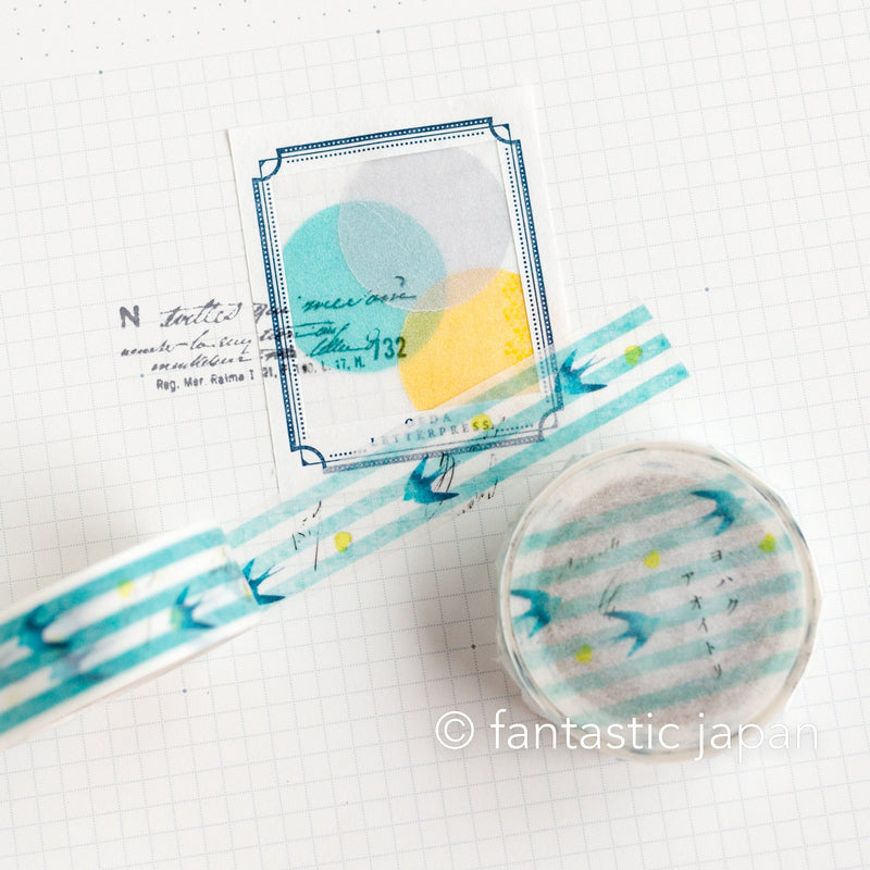 YOHAKU Washi Tape - Y-052 blue bird -