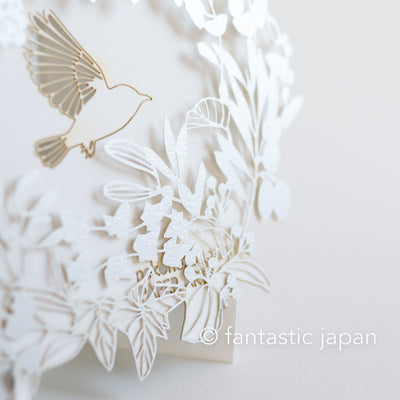 laser-cut Birthday Card  -Wreath silver-