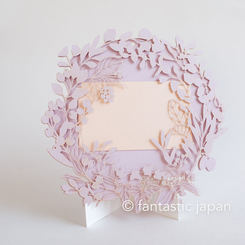 laser-cut Greeting Card  -Wreath lavender-