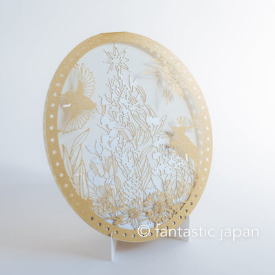 laser-cut Christmas Card  -Oval gold-