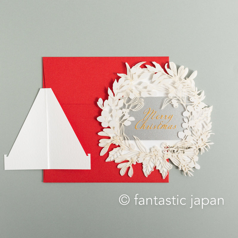 laser-cut Christmas Card  -Wreath white-