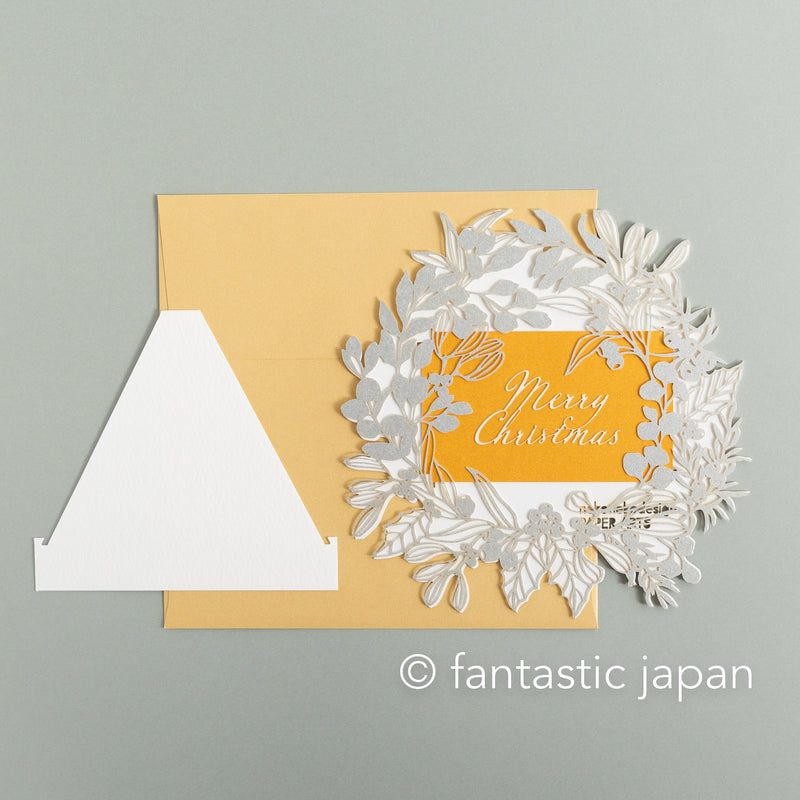 laser-cut Christmas Card  -Wreath silver-