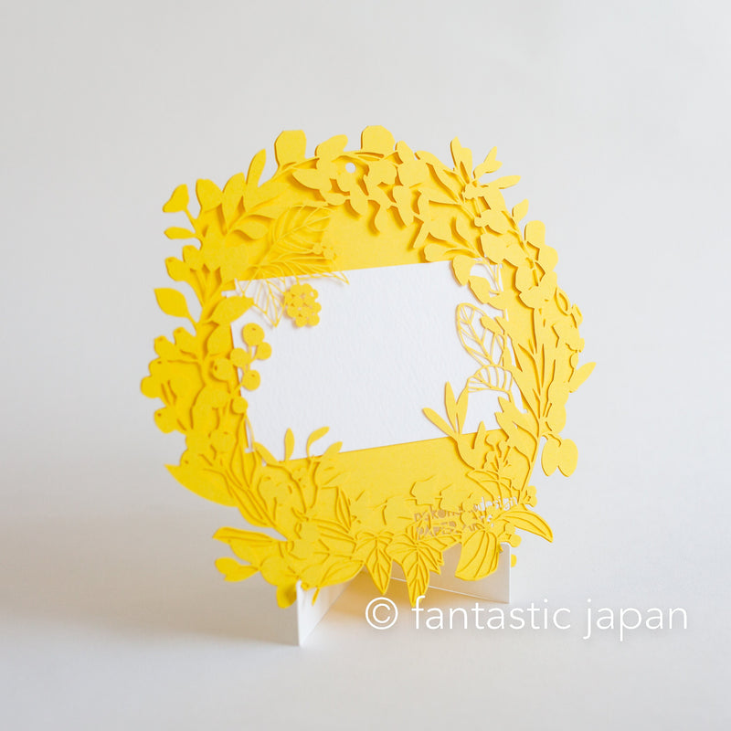 laser-cut Greeting Card  -Wreath yellow-
