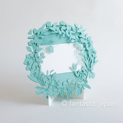 laser-cut Greeting Card  -Wreath blue-