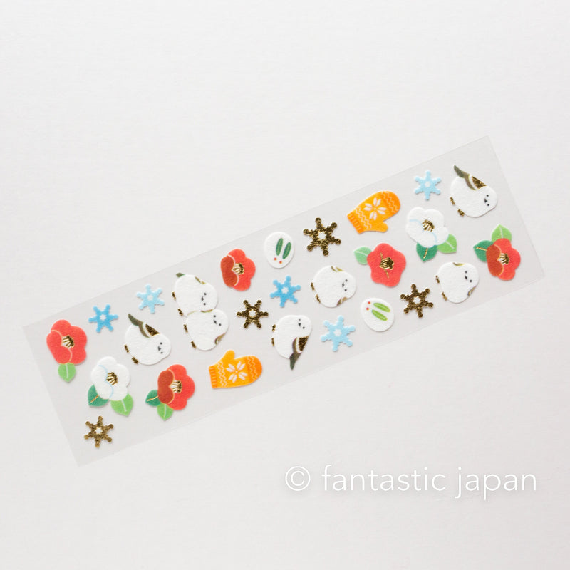 Long-tailed winter sticker / nonwoven fabric sticker