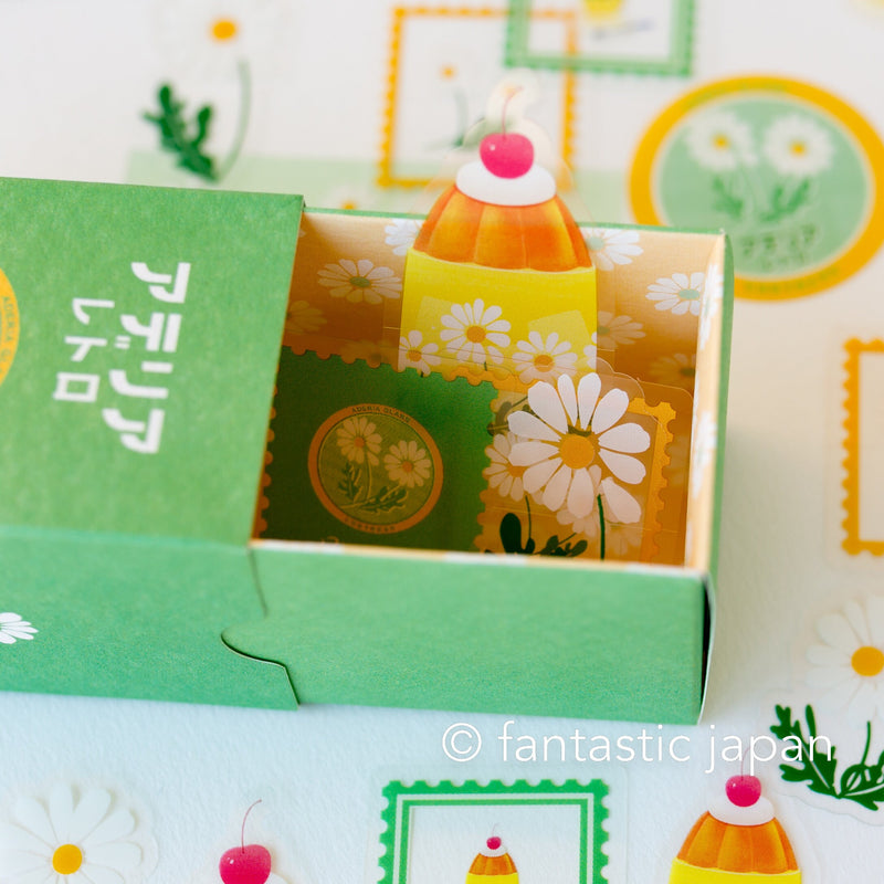 ADERIA RETRO clear sticker in a box -wild flower-