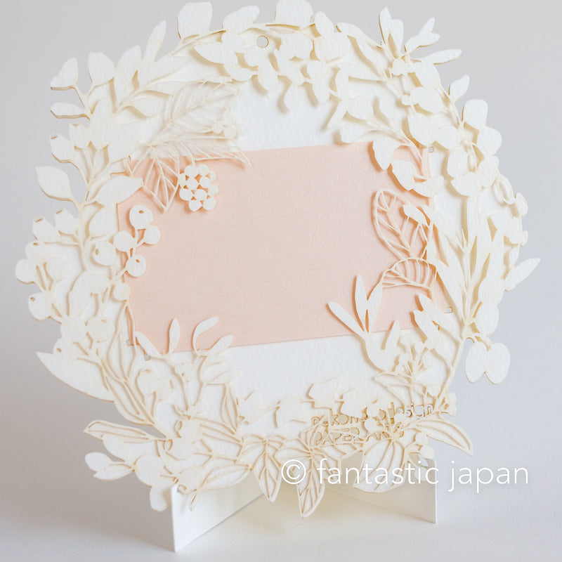 laser-cut Greeting Card  -Wreath white-