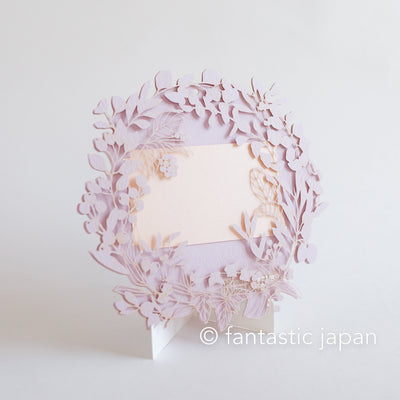 laser-cut Greeting Card  -Wreath lavender-