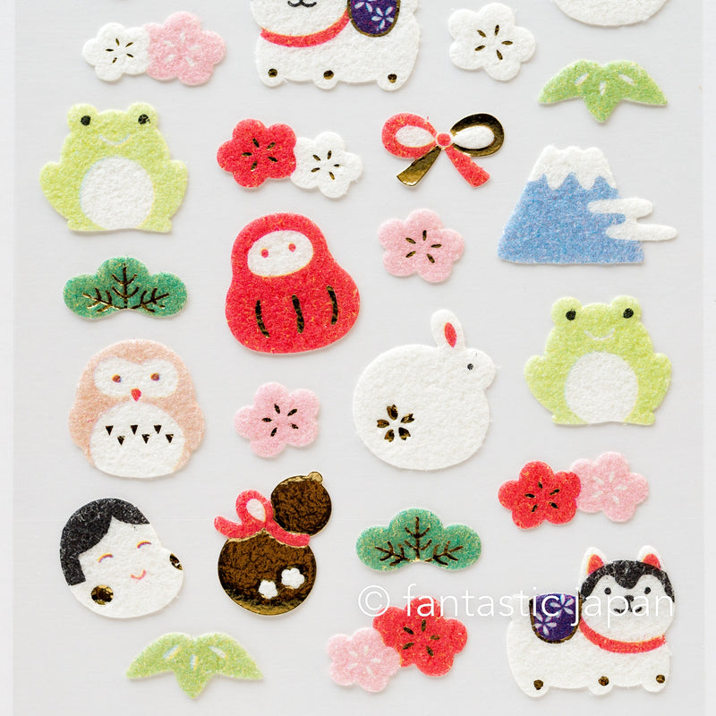 Japanese lucky charms fluffy sticker