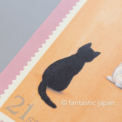 Pottering Cat post card -juggling-