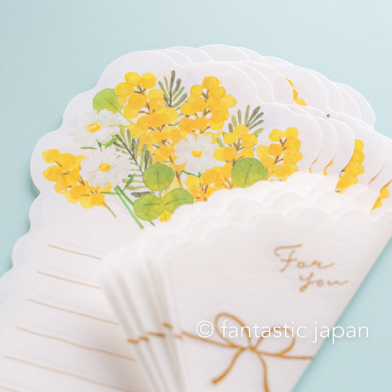 Flower bouquet letter -mimosa bouquet- only letter papers, no envelopes