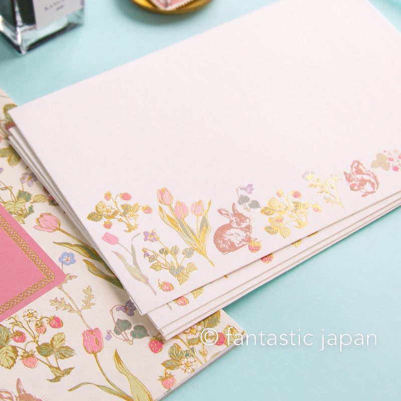 Japanese Washi Writing Letter Pad and Envelopes -Spring Garden and Flowers-