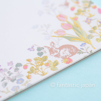 Japanese Washi Writing Letter Pad and Envelopes -Spring Garden and Flowers-