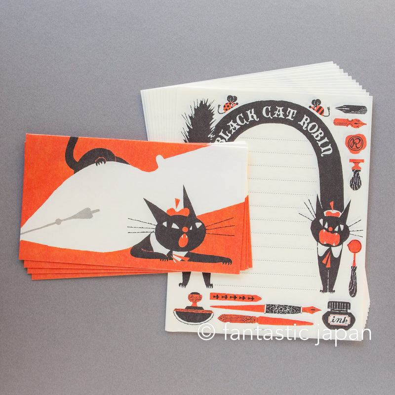 Letter Set -Robin the black cat "stationery"- by kuroneko-isho