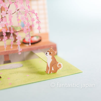 Greeting card  -Shiba dog in Japanese spring-