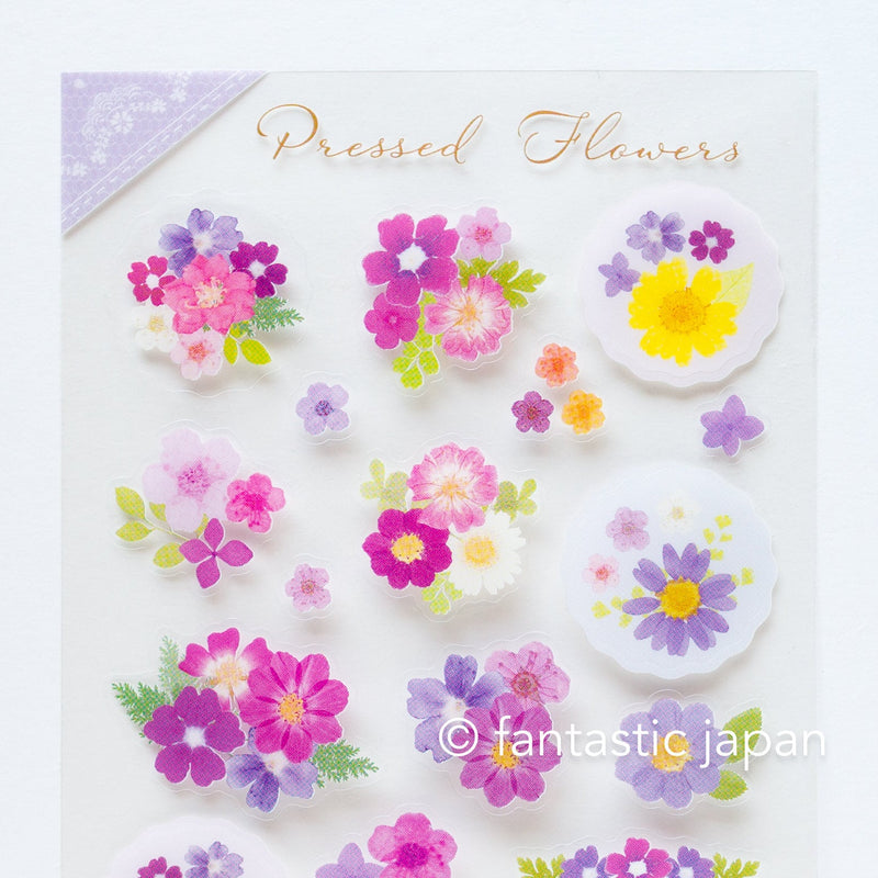 PET clear sticker -pressed flower "purple"-
