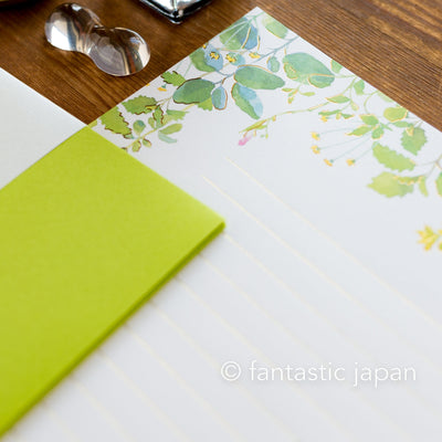 Gold foiled Letter Writing set -Polite letters "gentle green"- by Tsutsumu company limited
