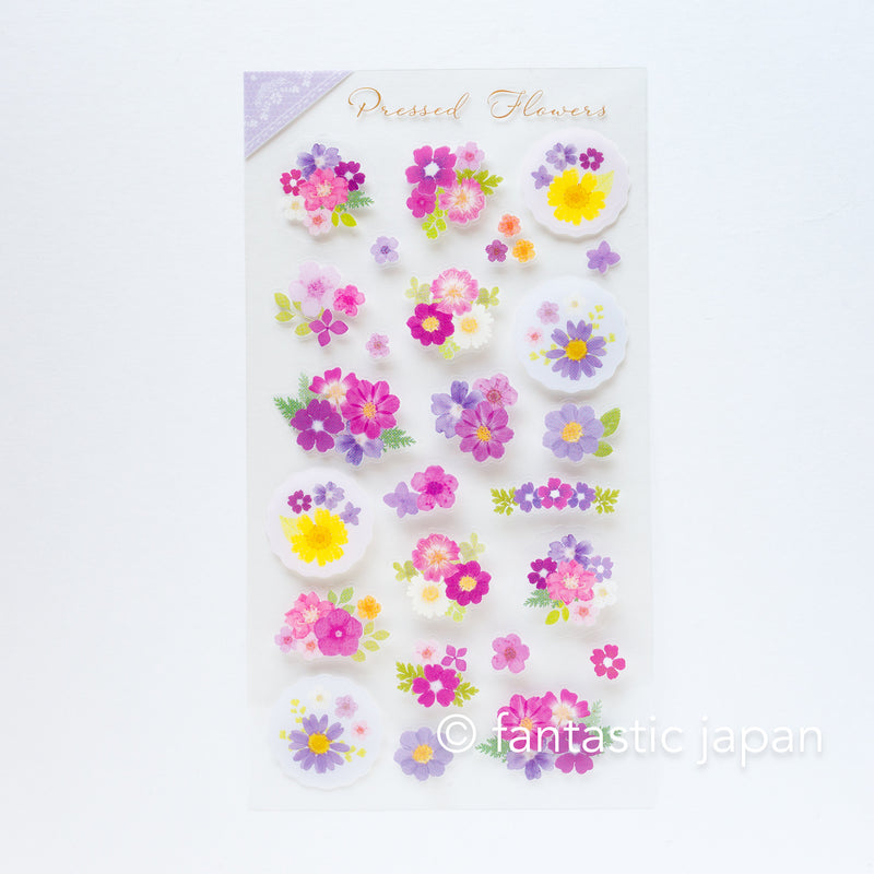 PET clear sticker -pressed flower "purple"-
